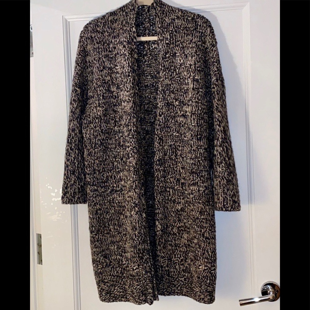 Inhabit knee length open cardigan